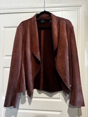 T Tahari Women's Brown Suede Drape Jacket